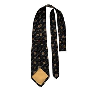 Robert Talbott Black and Gold Men's Tie VTG Geometric